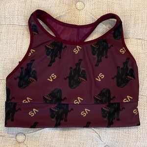 Victoria's Secret Burgundy Sports Bra with Black Panther Print